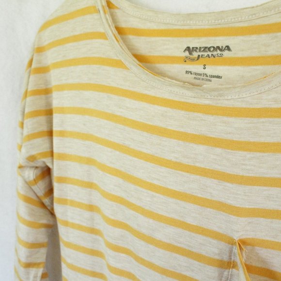 Buttercream Yellow Striped Shirt, 3/4 sleeve - Picture 2 of 6